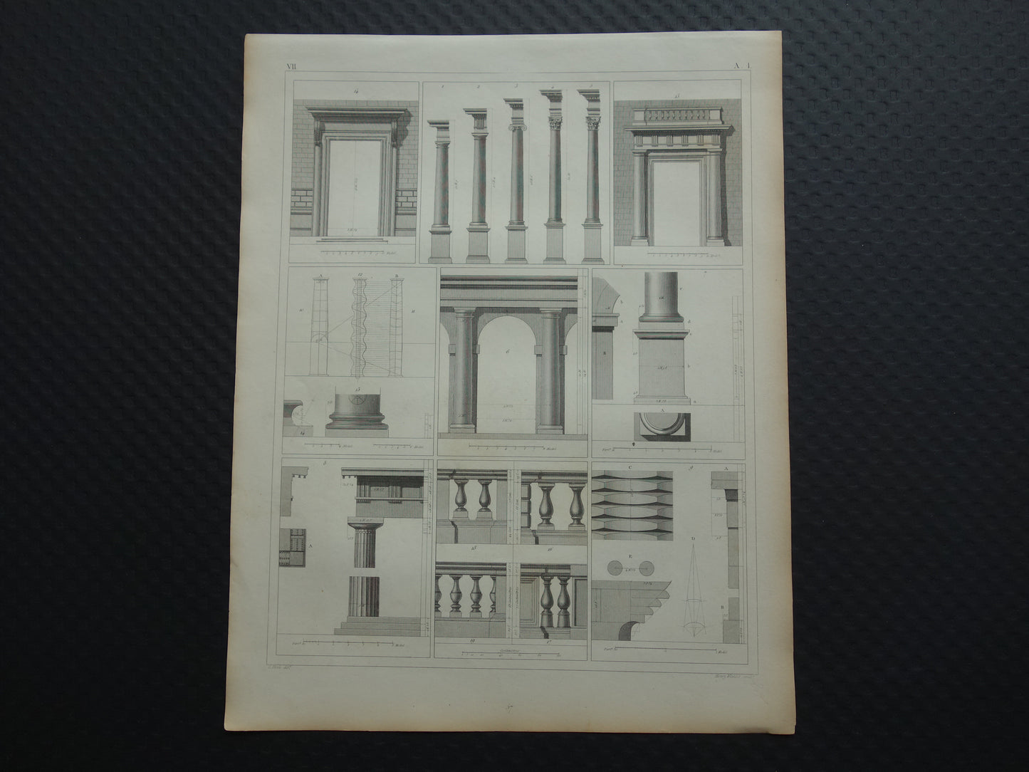 Klassieke Bouworden Oude Architectuur print set van 4 prenten Grieks Romeinse Bouworde