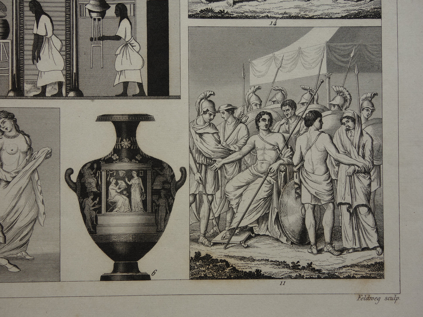 Oude Egyptische Griekse en Romeinse illustraties 175+ jaar oude prent kunstgeschiedenis schilderkunst in klassieke oudheid
