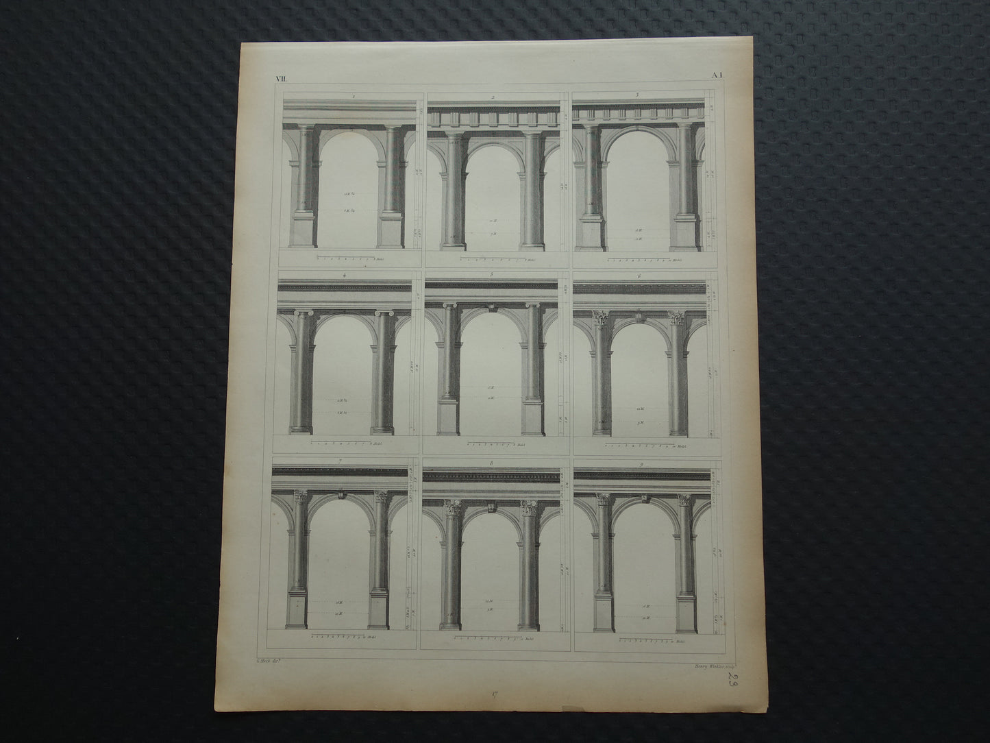 Klassieke Bouworden Oude Architectuur print set van 4 prenten Grieks Romeinse Bouworde