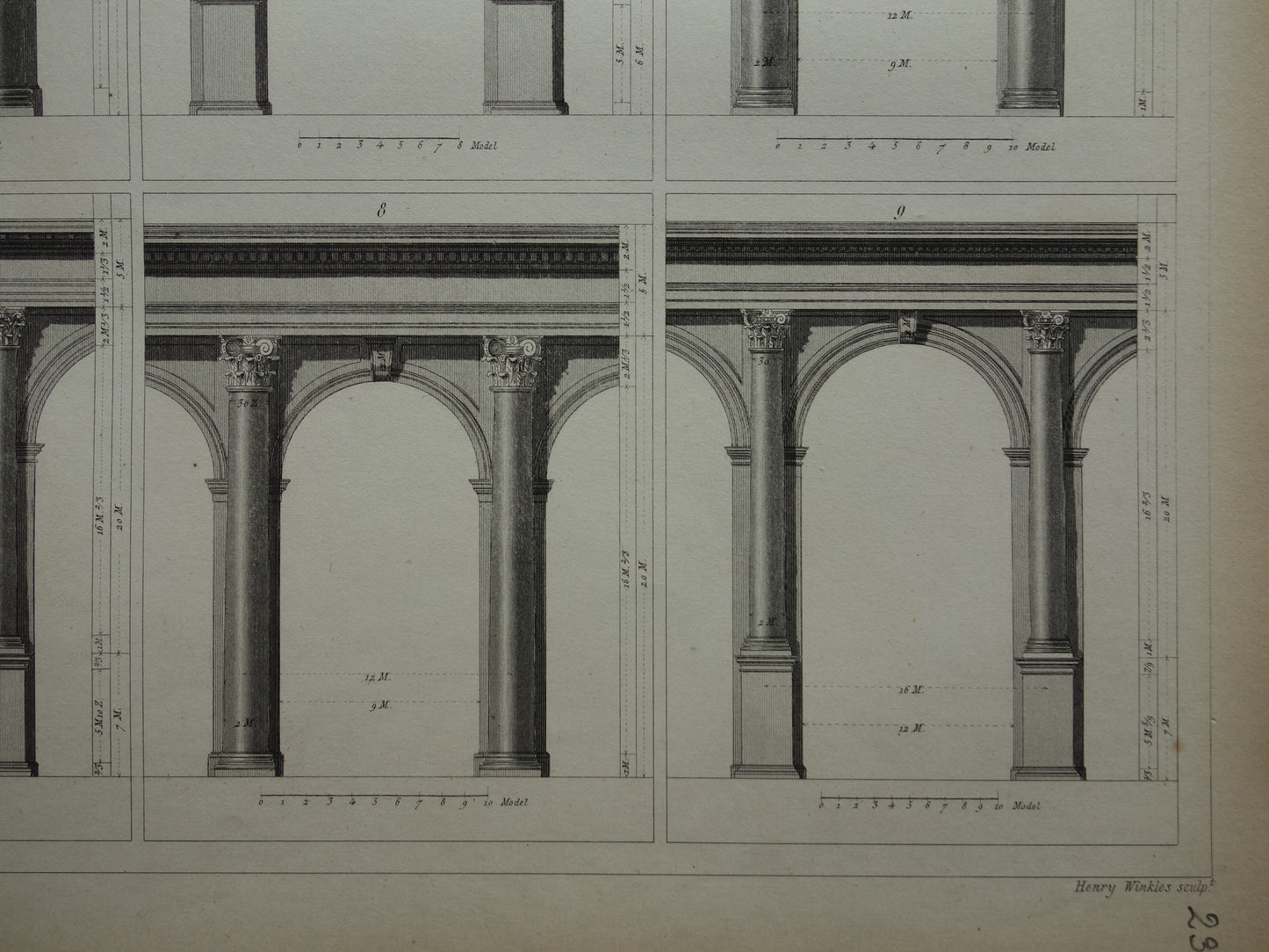 Klassieke Bouworden Oude Architectuur print set van 4 prenten Grieks Romeinse Bouworde
