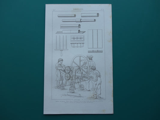LANDBOUW Set van 3 antieke prenten Gereedschap Machines Boerderij Oude Franse Print Illustratie Ploeg Drainage