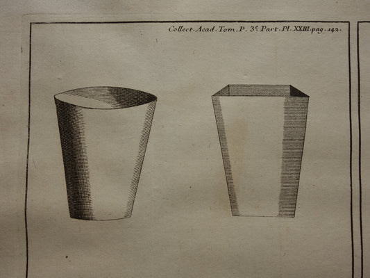 Oude prent natuurkunde experimenten 1755 originele antieke illustratie van laboratorium proeven