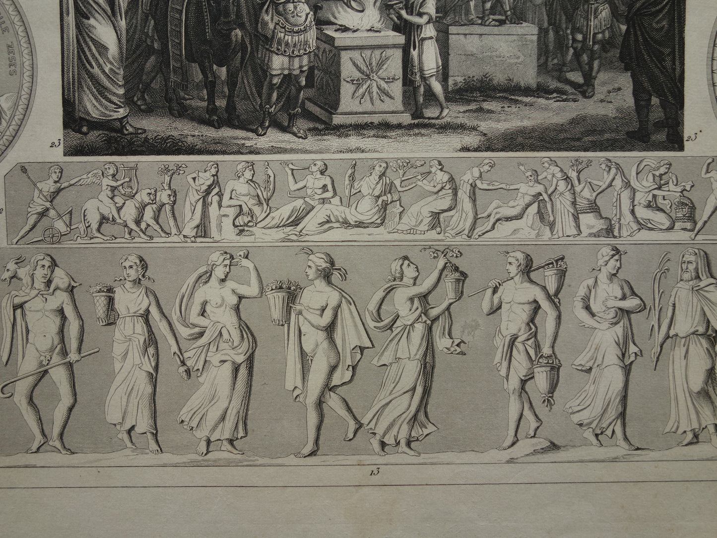 Griekse en Romeinse goden antieke print Originele 175+ jaar oude illustratie God Sculpturen Amor Eros vintage religie prenten oudheid