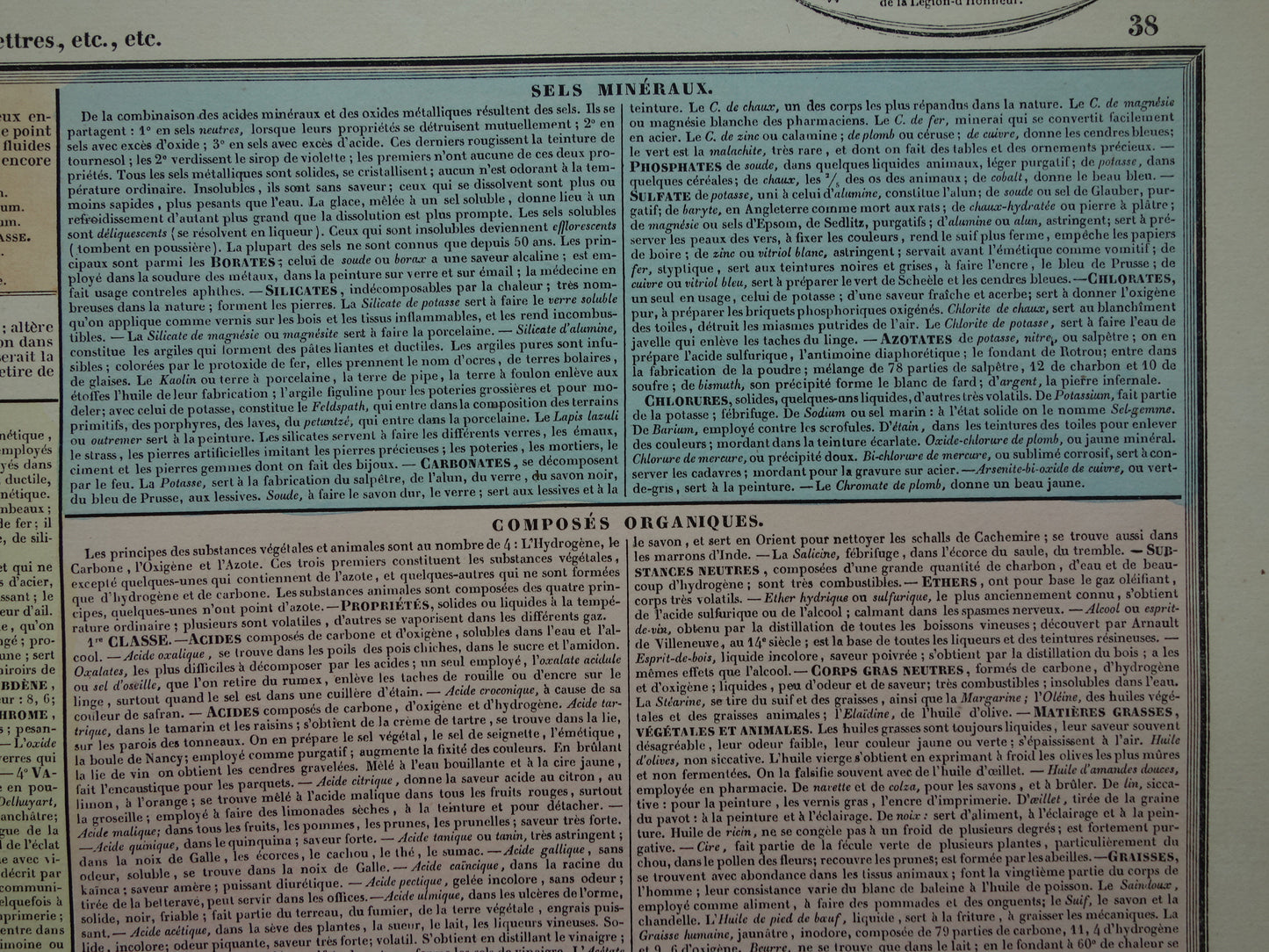 SCHEIKUNDE Oude Franse prent Antieke illustratie Elementen Metalen Vintage poster Chemie