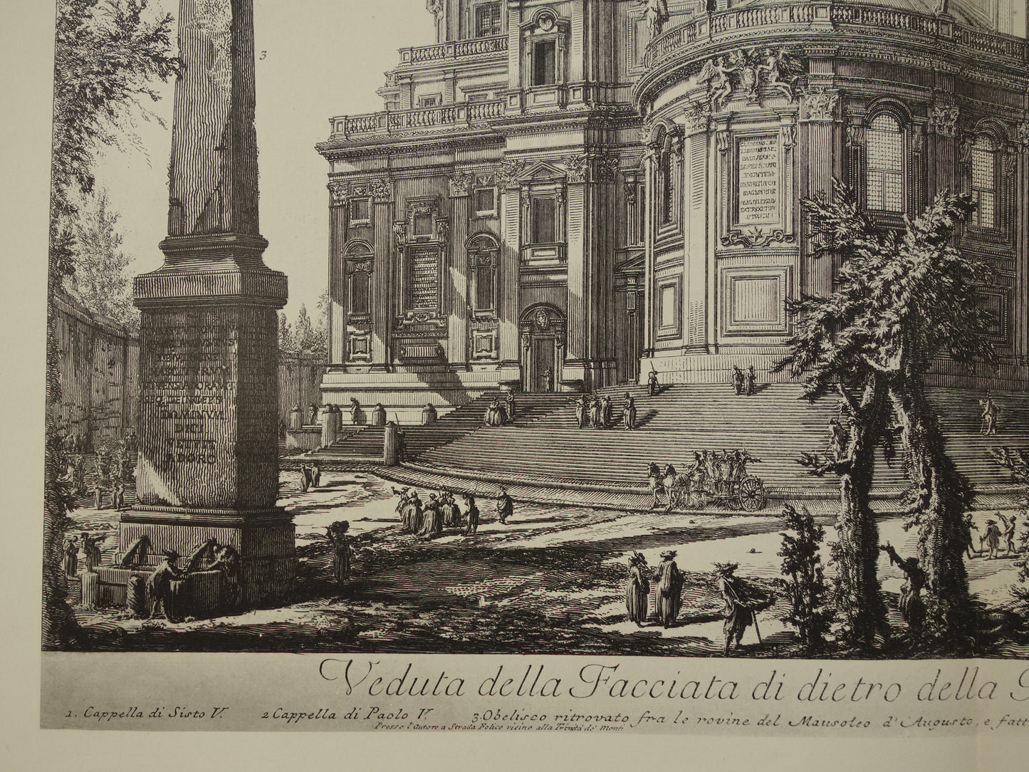 Oude prent van Basiliek Santa Maria Maggiore Rome uit 1886 antieke facsimile Piranesi uit Vedute di Roma vintage print poster