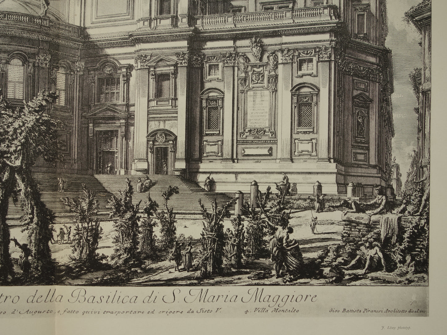 Oude prent van Basiliek Santa Maria Maggiore Rome uit 1886 antieke facsimile Piranesi uit Vedute di Roma vintage print poster