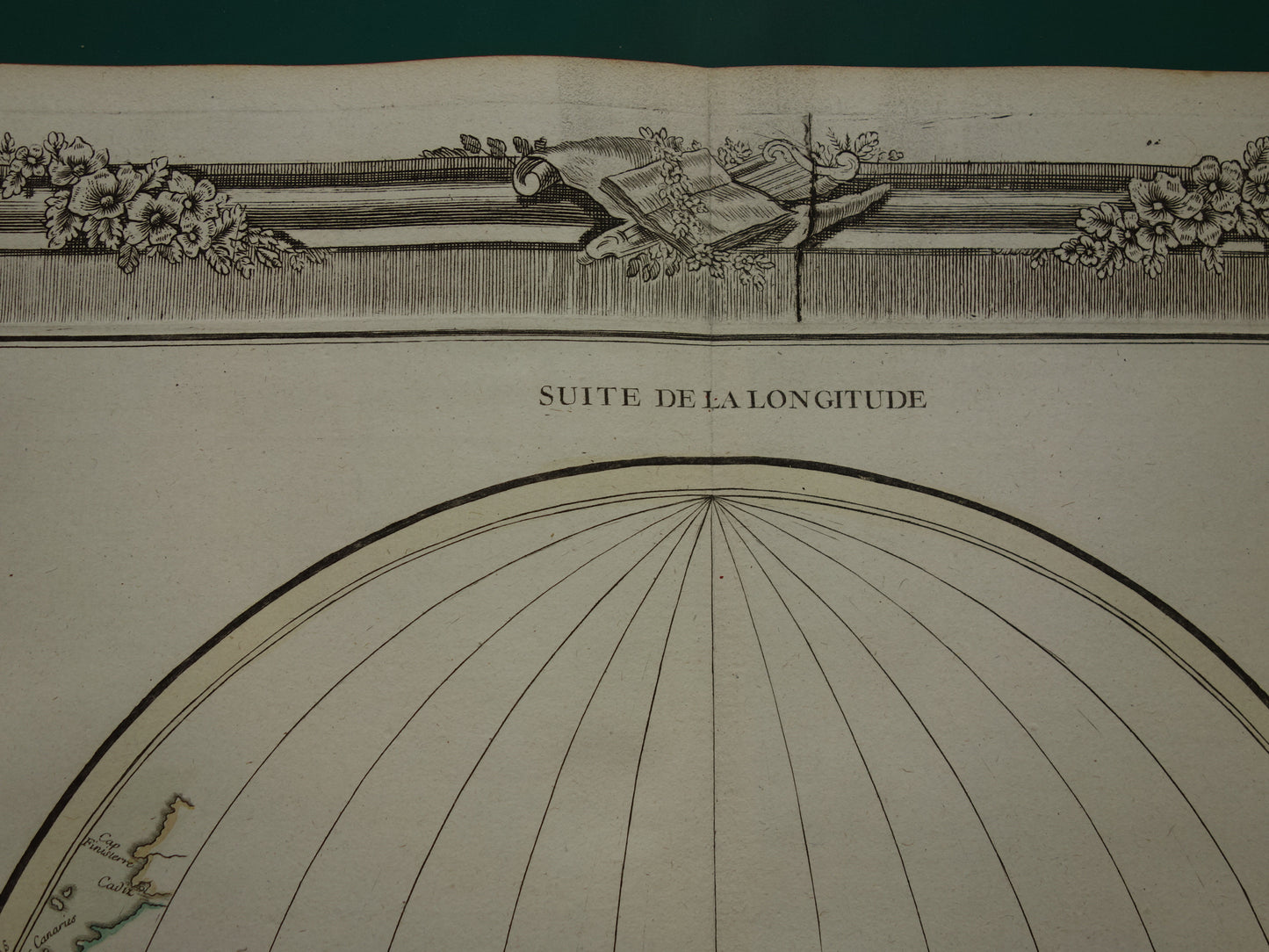 Set van twee oude prenten Geografie en Kartografie 1761 Grote originele antieke wetenschappelijke prent breedtegraad hoogtegraad vintage illustratie
