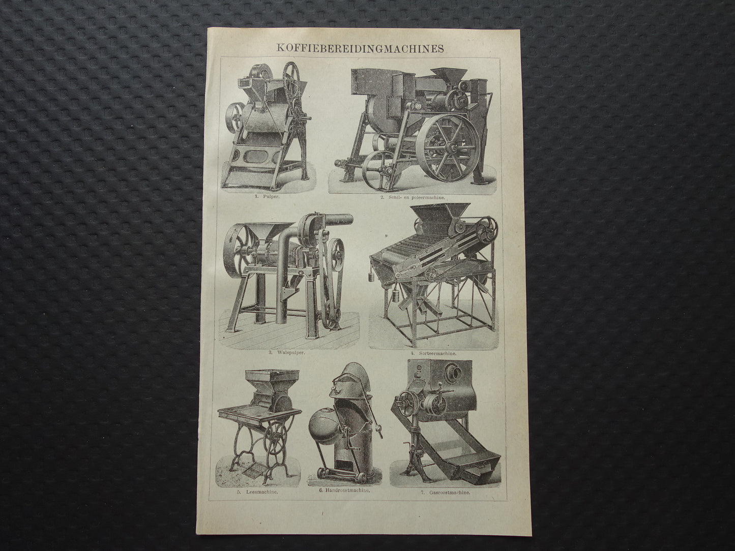 KOFFIE vintage print uit 1918 originele Nederlandse antieke prent koffieproductie Oude prints koffiebrander