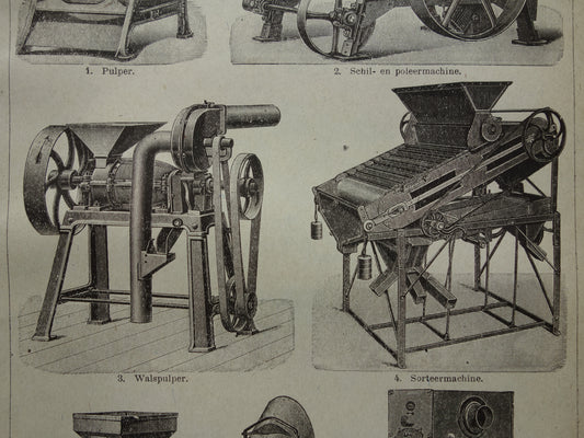 KOFFIE vintage print uit 1918 originele Nederlandse antieke prent koffieproductie Oude prints koffiebrander