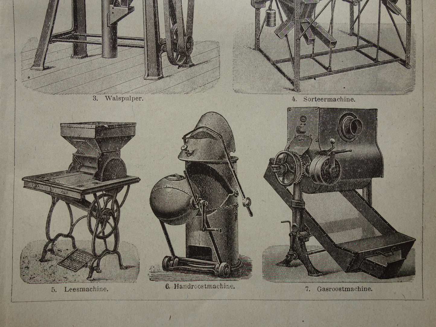 KOFFIE vintage print uit 1918 originele Nederlandse antieke prent koffieproductie Oude prints koffiebrander