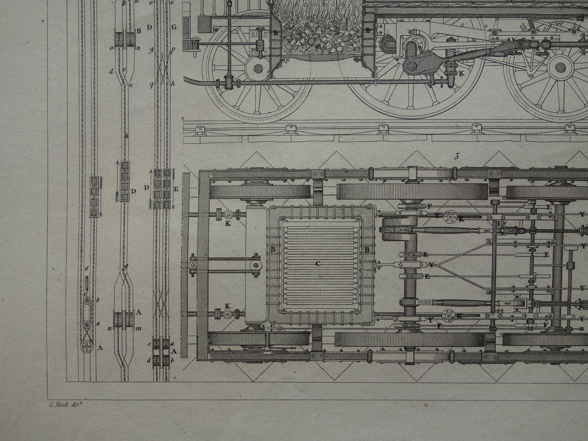 LOCOMOTIVE Antique print railway trains steam locomotive technology print - Vintage prints