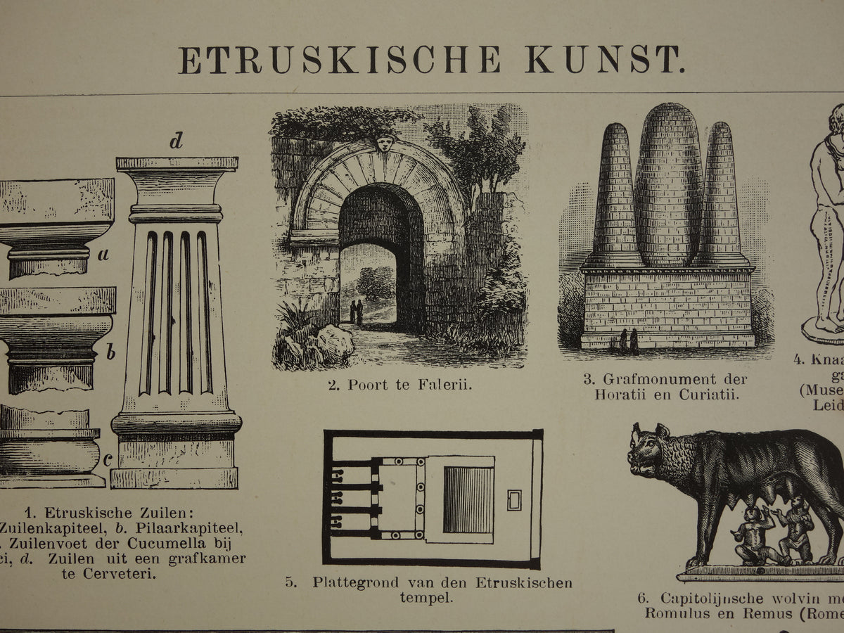 Etruscan Art Ancient history print from 1907 about Etruscans Etruria antique Dutch illustration print