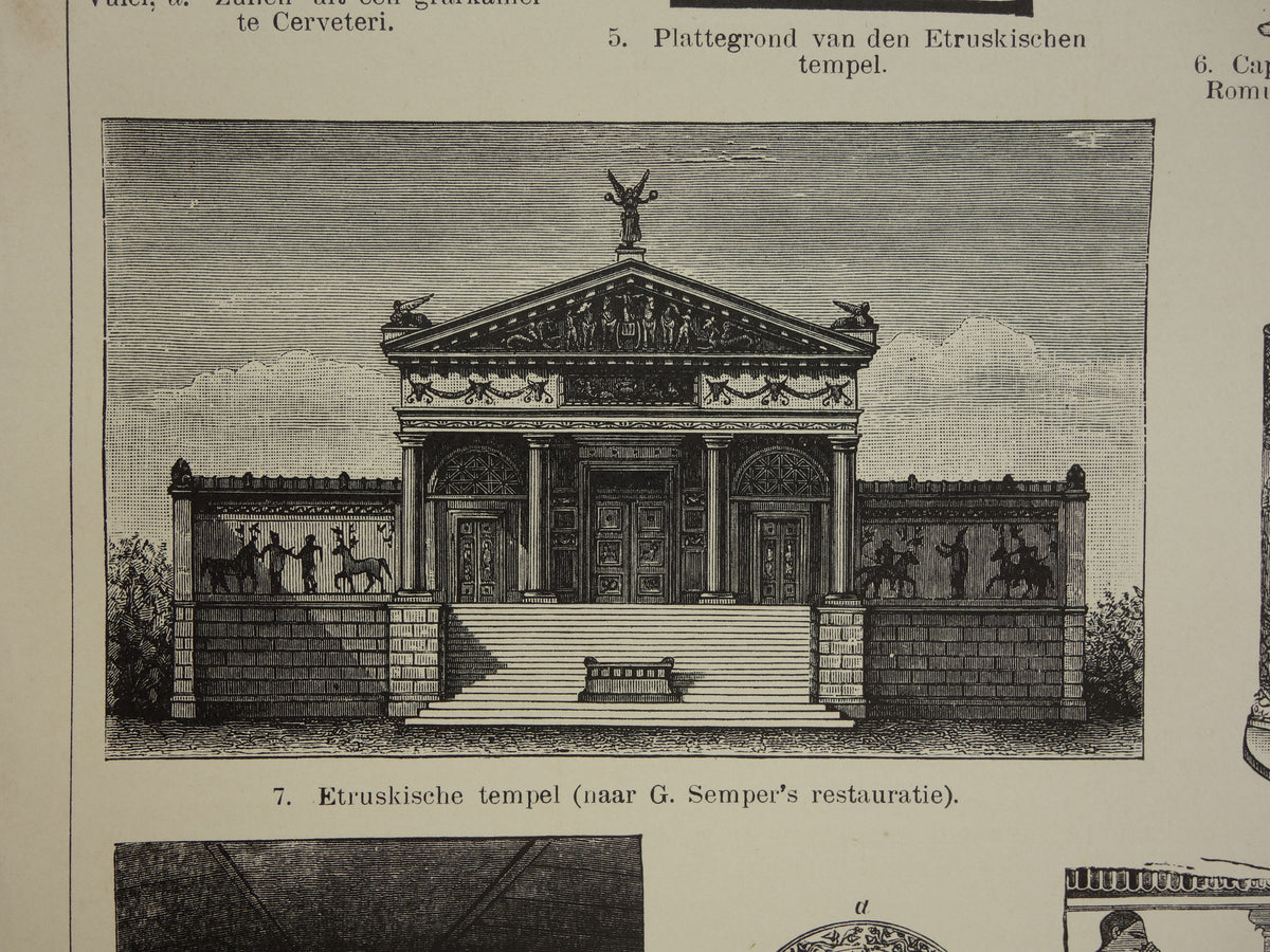 Etruscan Art Ancient history print from 1907 about Etruscans Etruria antique Dutch illustration print