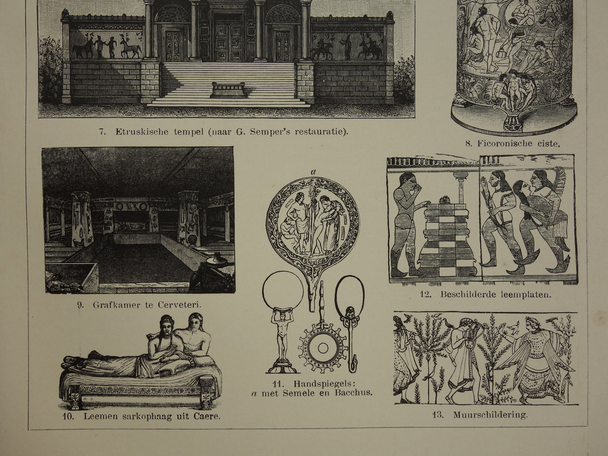 Etruscan Art Ancient history print from 1907 about Etruscans Etruria antique Dutch illustration print