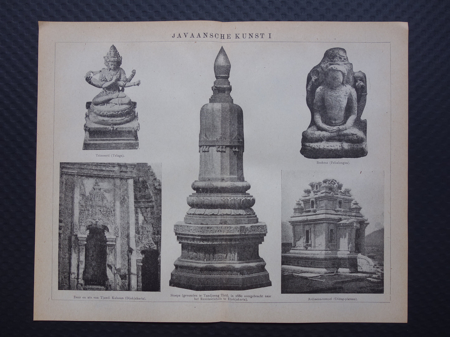 Java Indonesië oude prent van Indonesische / Javaanse kunst 1918 originele antieke Nederlandse illustratie Stoepa