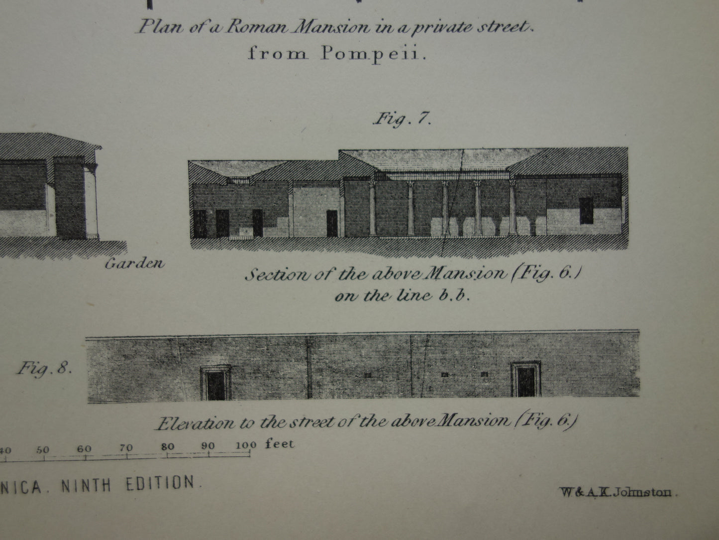 Oude prent Pompeii Romeinse Architectuur Print 1875 originele antieke Engelse illustratie Villa in Pompeii