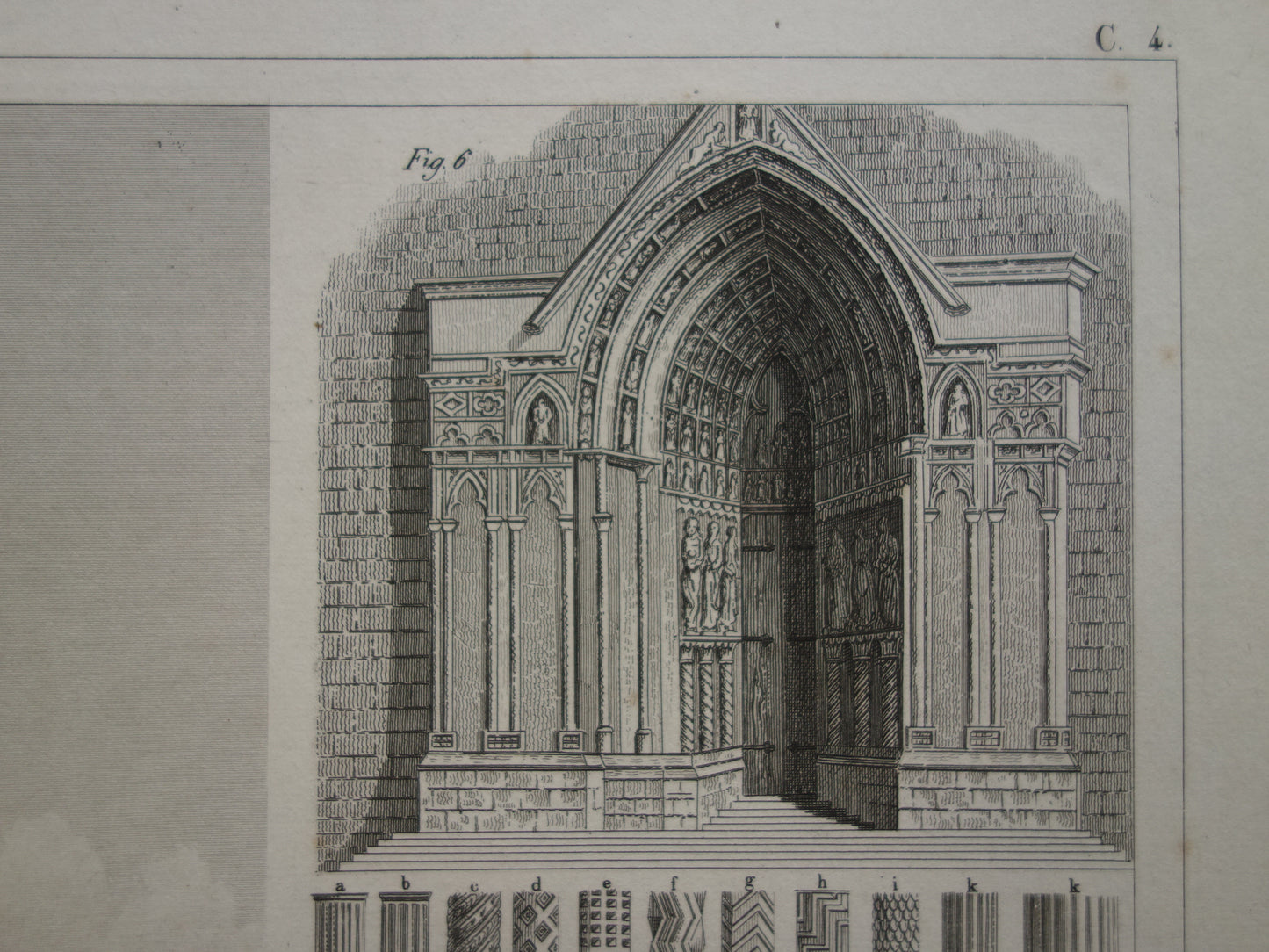 Munster van Freiburg Oude architectuur prent 1849 originele antieke illustratie gravure kathedraal Freiburg im Breisgau