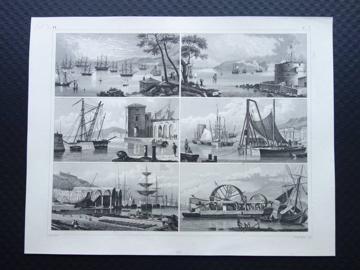 175+ year old ship print antique maritime illustration dredger mast crane ship ships vintage prints