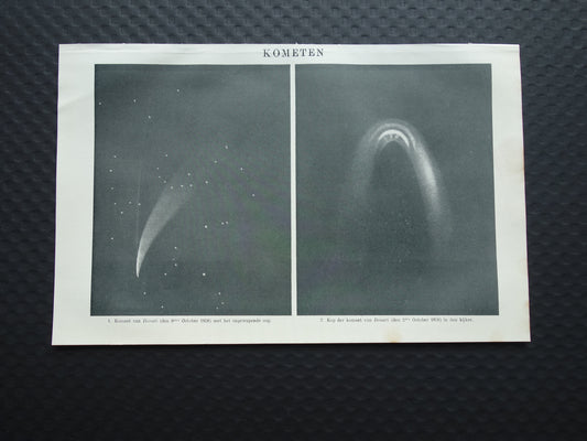 KOMETEN oude prent uit het jaar 1918 kleine originele antieke illustratie Komeet van Donati vintage