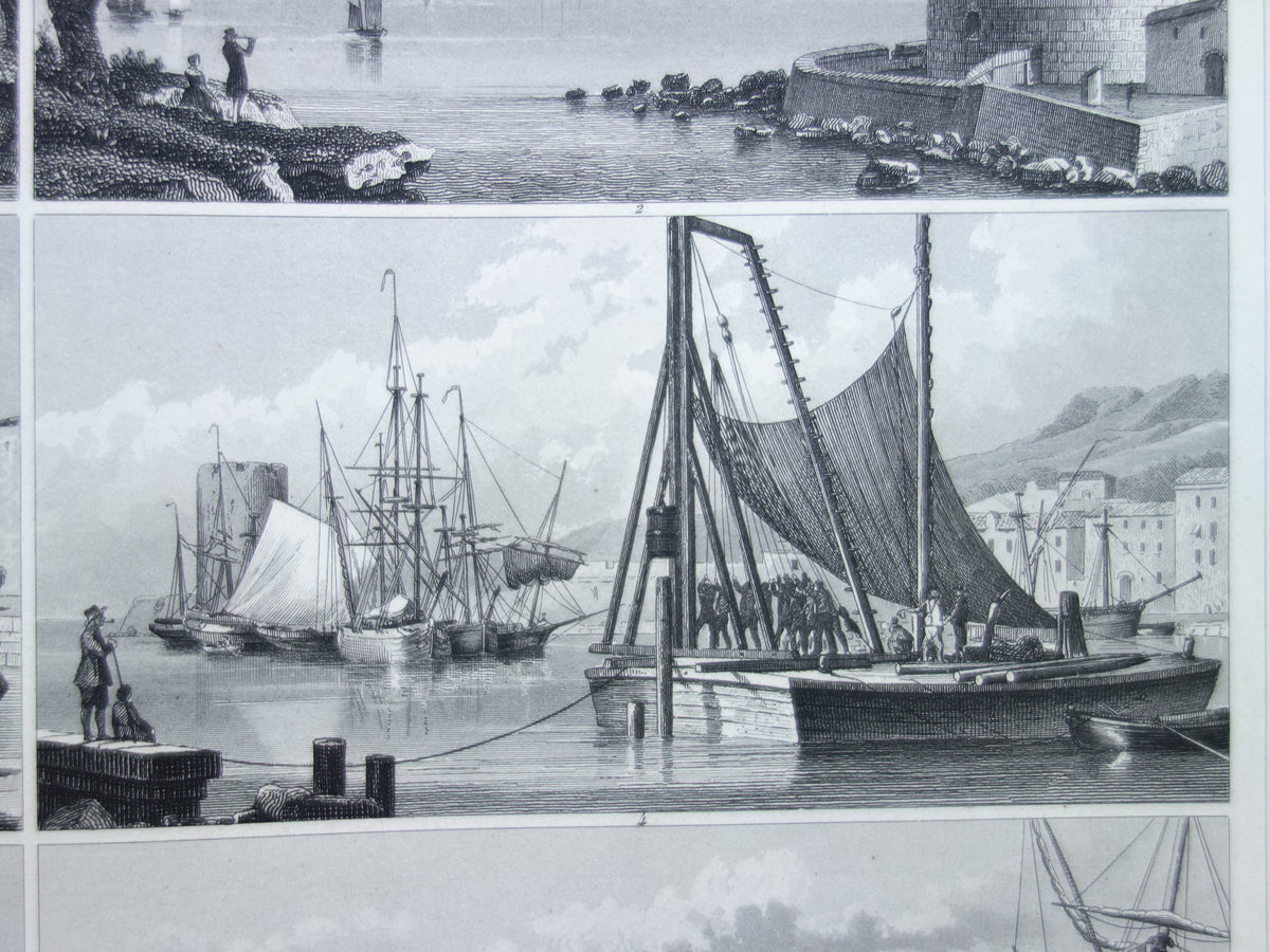 175+ year old ship print antique maritime illustration dredger mast crane ship ships vintage prints