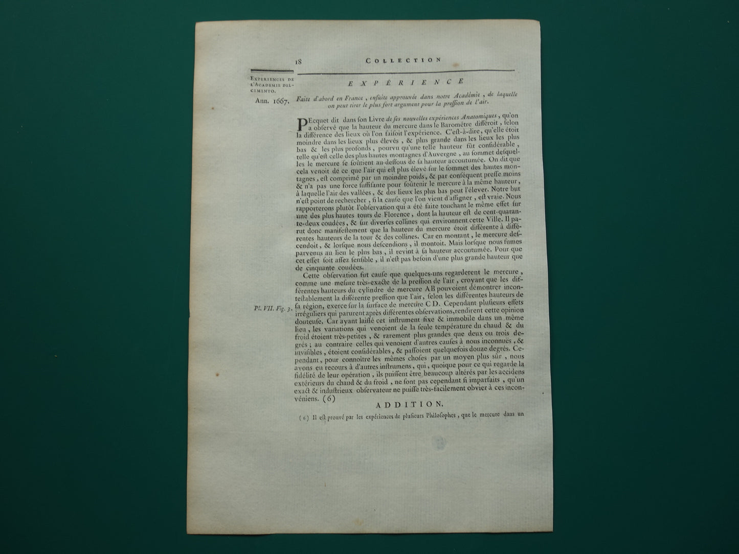 Oude prent natuurkunde luchtdruk 1755 originele antieke illustratie van experimenten in lab laboratorium over lucht