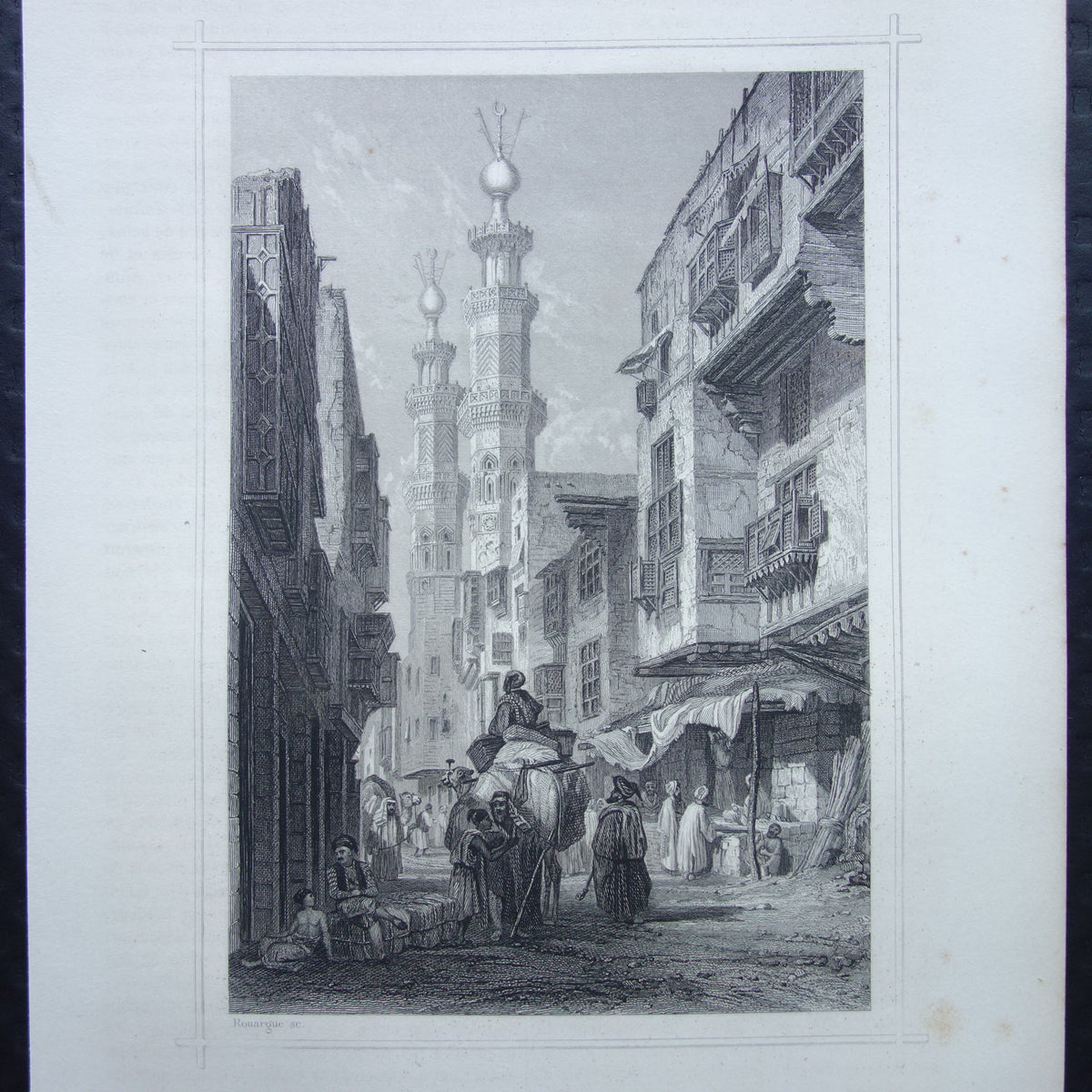 Oude prent van Caïro Egypte 1852 originele antieke gravure Caïro illustratie