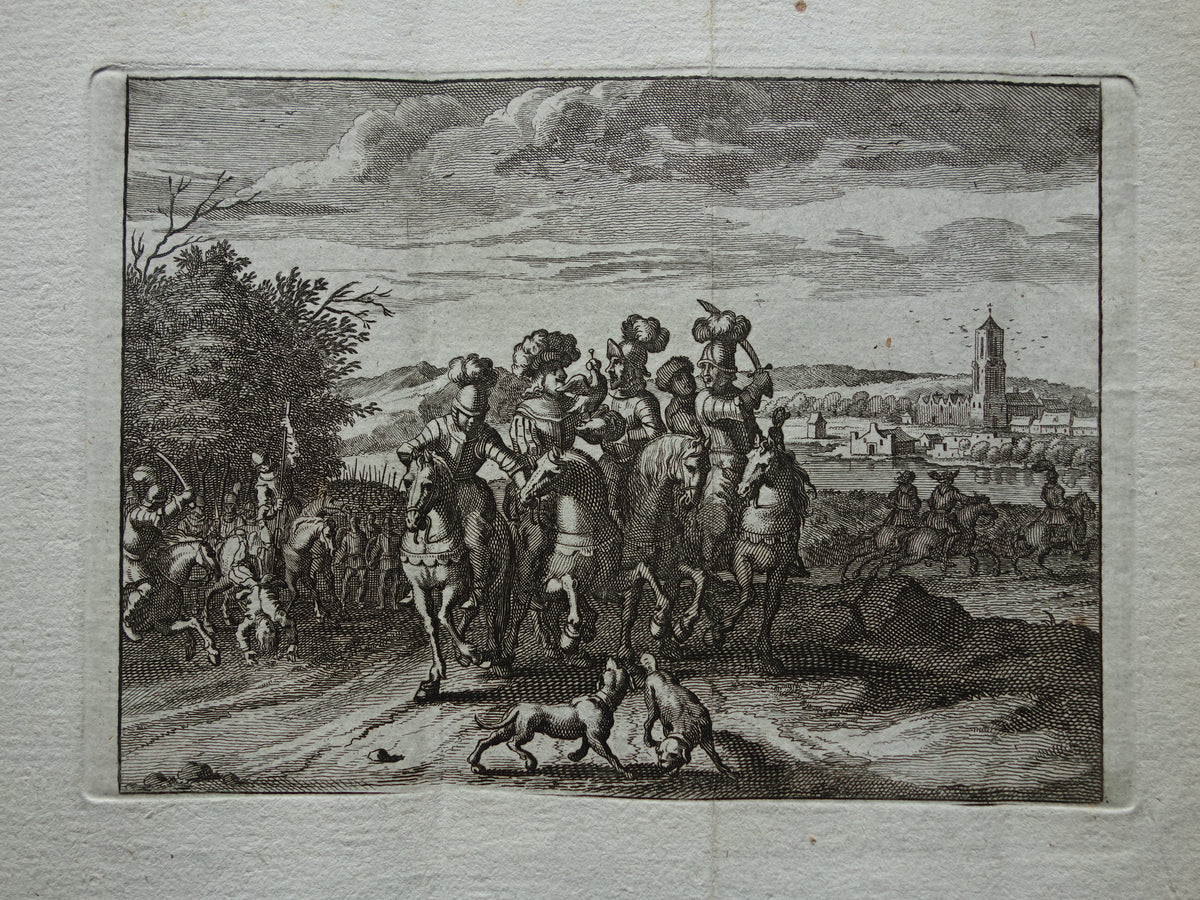 Graaf Floris V - Set van twee antieke prenten uit 1770 - Gravure Geschiedenis Amsterdam Nederland Wagenaar