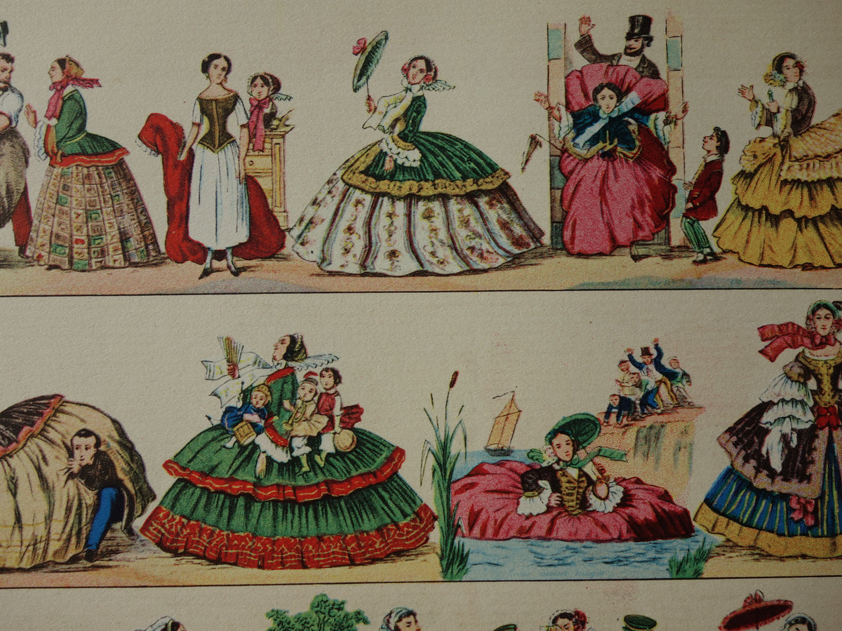 HOEPELROK Oude Duitse prent over crinoline Antieke illustratie uit 1903 petticoat