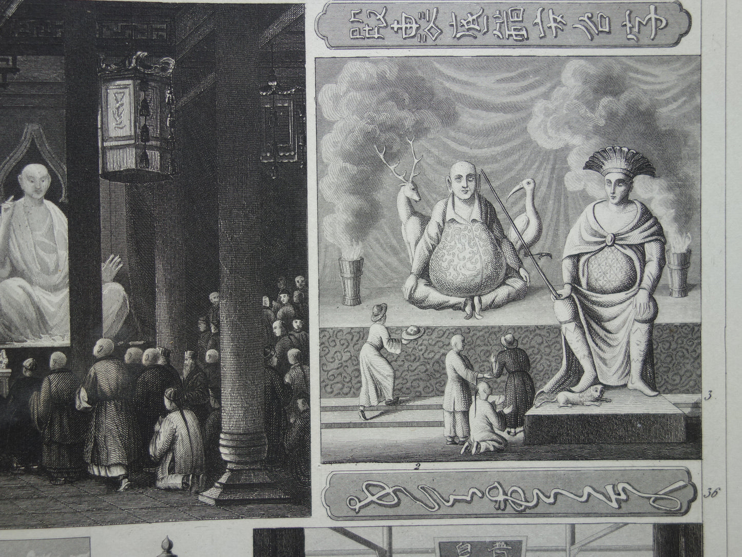 Oude prent over Oosterse religies 1849 originele antieke illustratie goden Boeddhisme vintage print Hindoeïsme