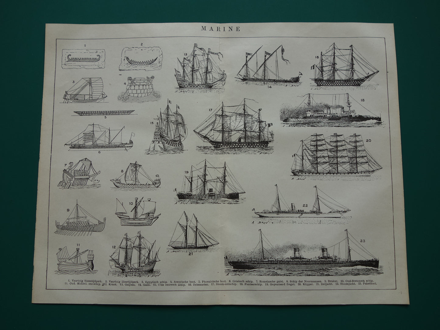 SCHEPEN antieke illustratie over geschiedenis Scheepsontwerp 1919 originele oude schip scheepvaart print - vintage marine prints