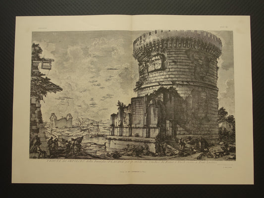 Oude Piranesi prent van Mausoleo dei Plauzi in Rome uit 1886 antieke facsimile Piranesi uit Le antichità romane vintage print poster Veduta del Sepolcro della famiglia Plauzia