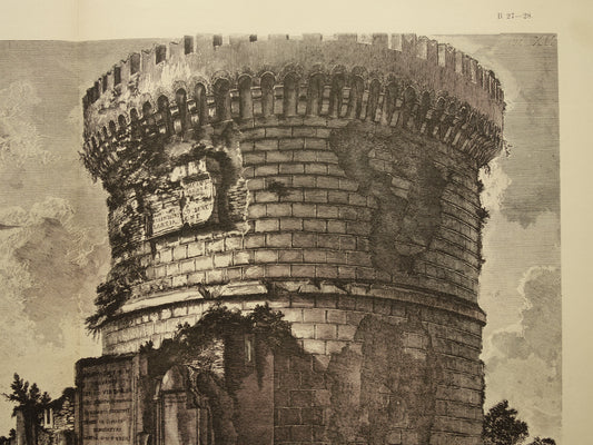 Oude Piranesi prent van Mausoleo dei Plauzi in Rome uit 1886 antieke facsimile Piranesi uit Le antichità romane vintage print poster Veduta del Sepolcro della famiglia Plauzia