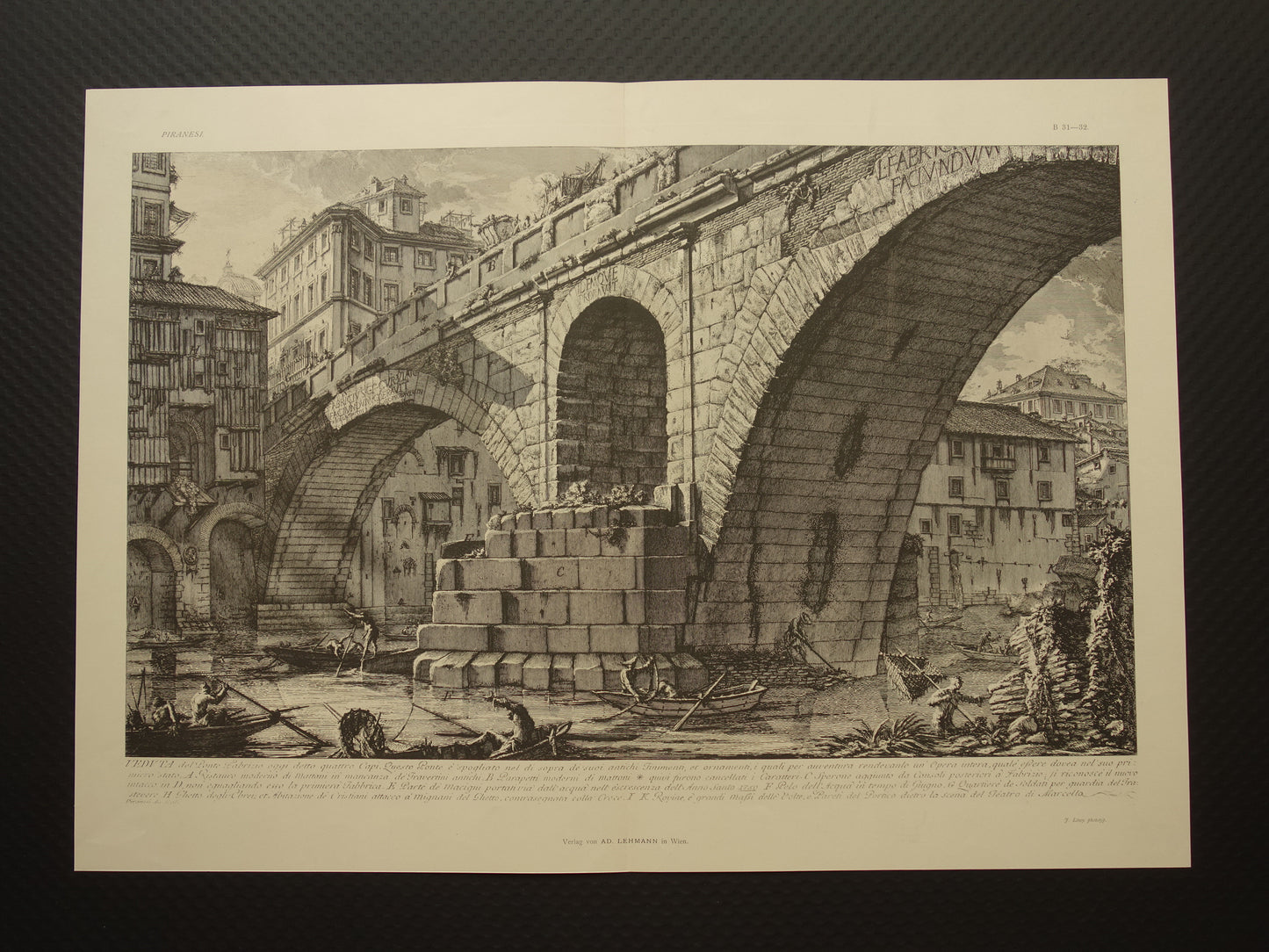 Veduta del ponte fabrizio oggi detto quattro Capi Piranesi print for sale
