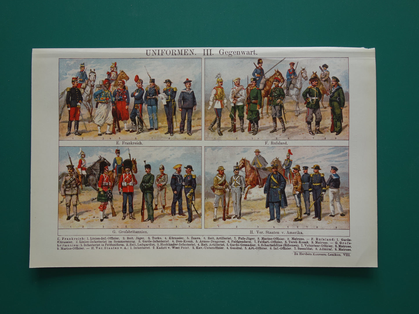 UNIFORMEN Set van 3 oude prenten van Leger Uniformen originele antieke illustratie vintage afbeelding prints