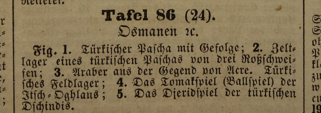 1849 oude prent van Ottomaanse leger - originele antieke militaire illustratie - jereed uniformen leger Turkije print
