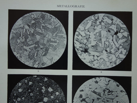 Metallografie oude prent uit 1937 illustratie van metaalonderzoek originele Nederlandse vintage print metaal