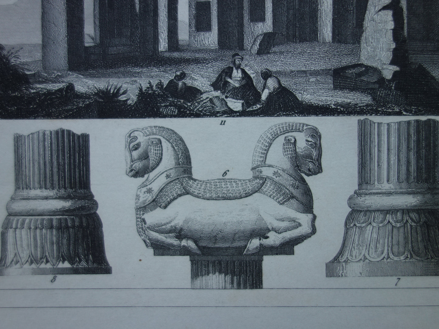 PERSEPOLIS Oude architectuur prent - 1849 originele antieke print Assyrische Perzische geschiedenis Nineve - vintage prints