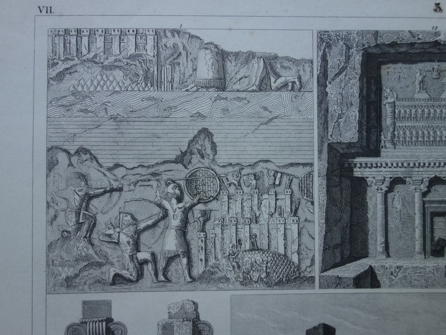 PERSEPOLIS Oude architectuur prent - 1849 originele antieke print Assyrische Perzische geschiedenis Nineve - vintage prints