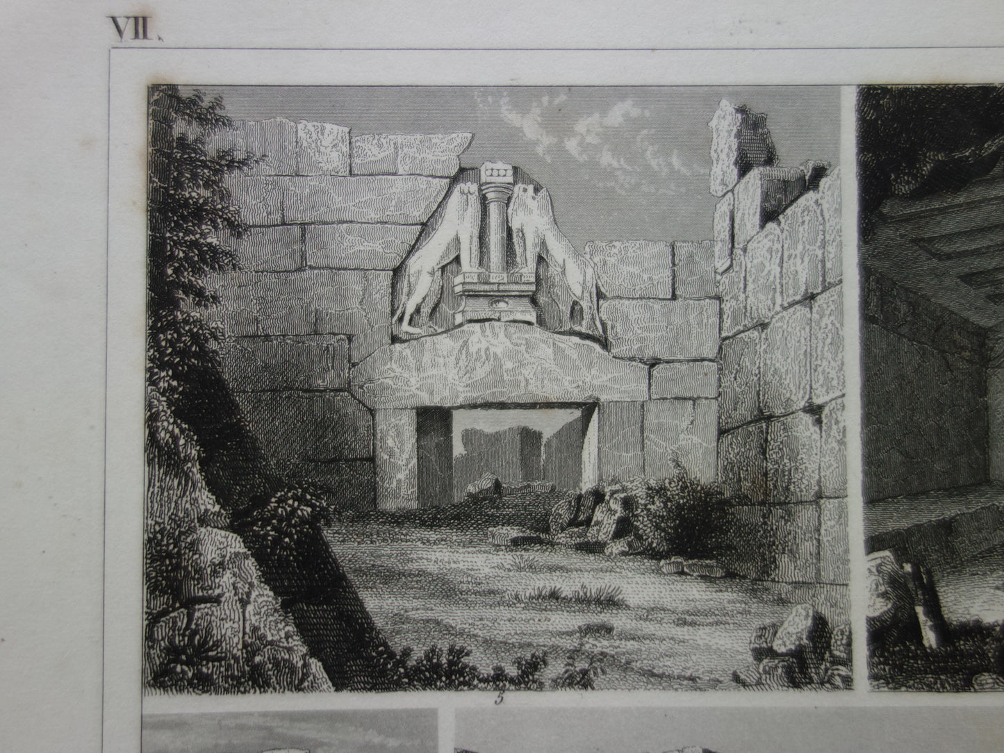 Oude architectuur prent over megalithische bouwwerken Originele antieke illustratie megalieten menhir Carnac Silbury Hill vintage print