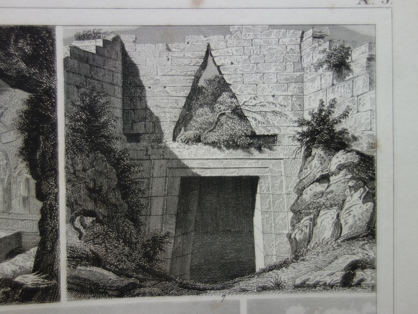 Oude architectuur prent over megalithische bouwwerken Originele antieke illustratie megalieten menhir Carnac Silbury Hill vintage print