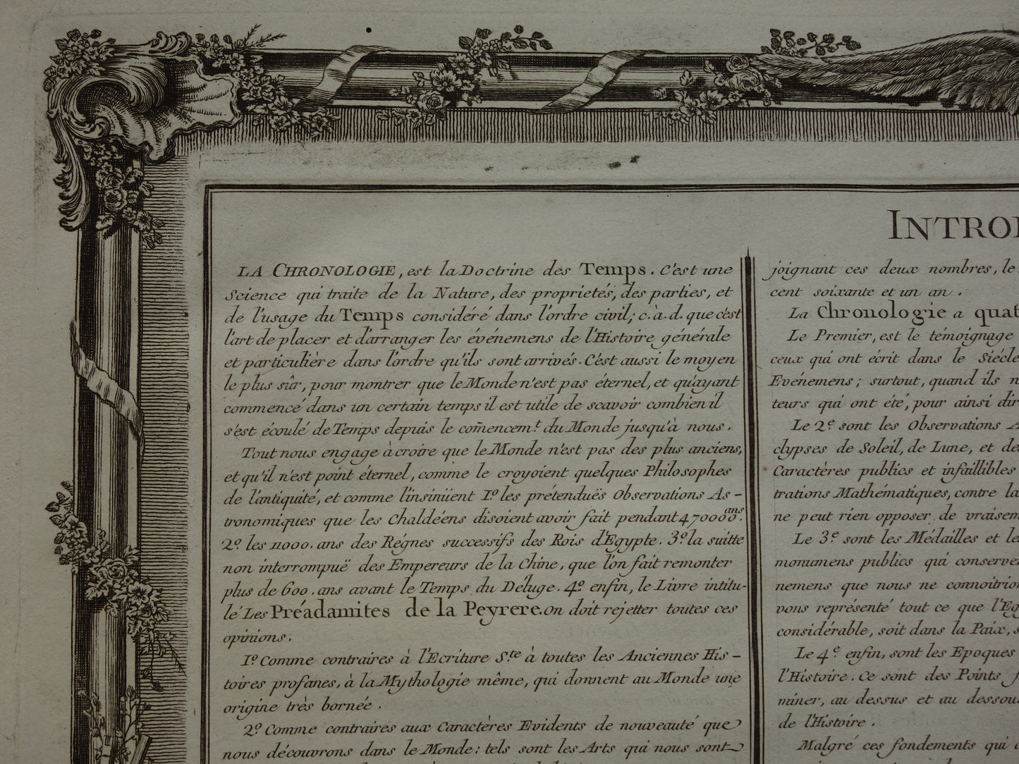 TIJD Print Set van 4 bij elkaar passende 260+ jaar oude Franse teksten over Tijdseenheden Tijdperken - 1761 grote originele antieke prints - klassieke muurdecoratie
