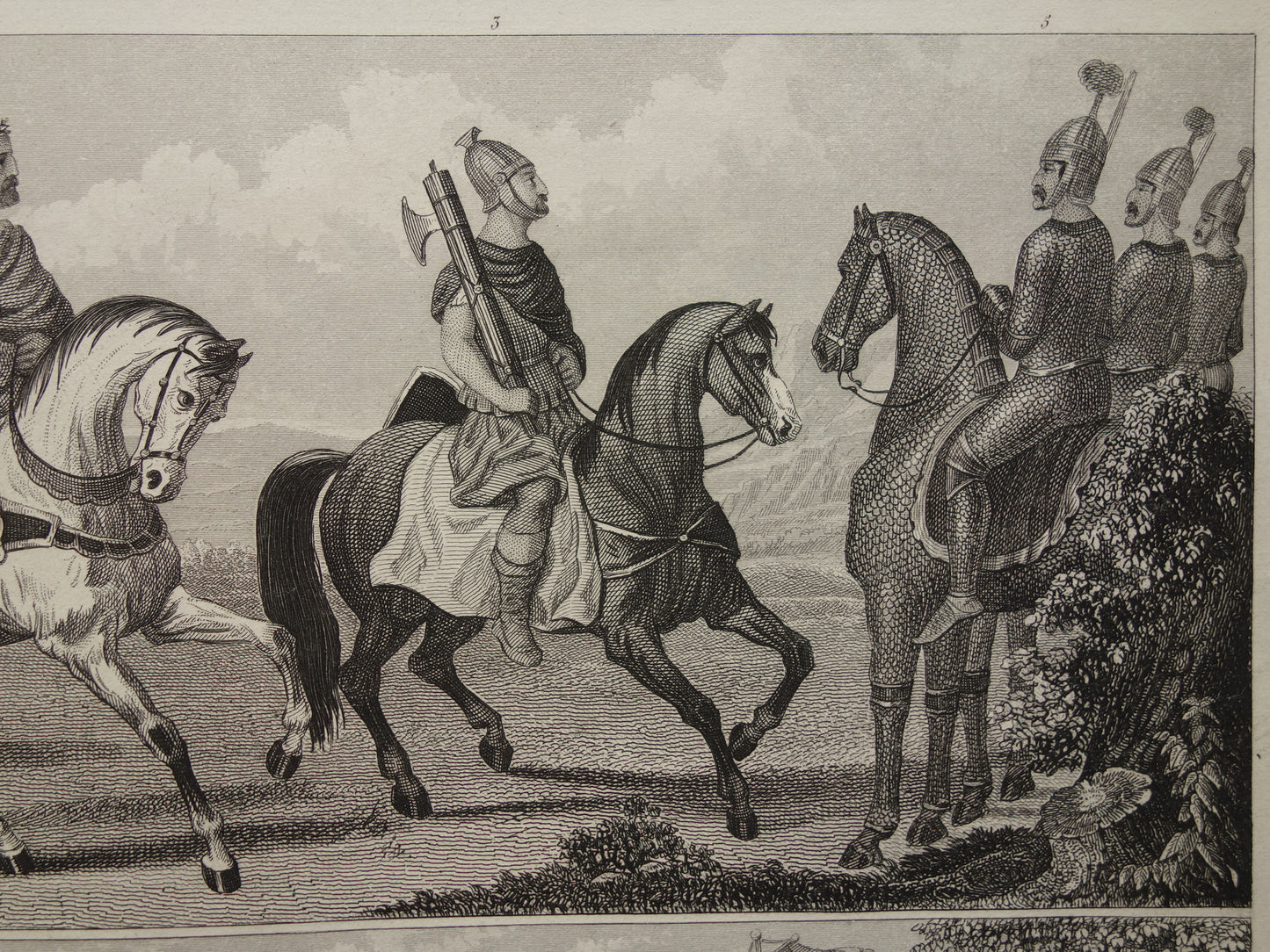 Vintage illustration Roman Cavalry - 170+ year old Roman army image - original antique military prints