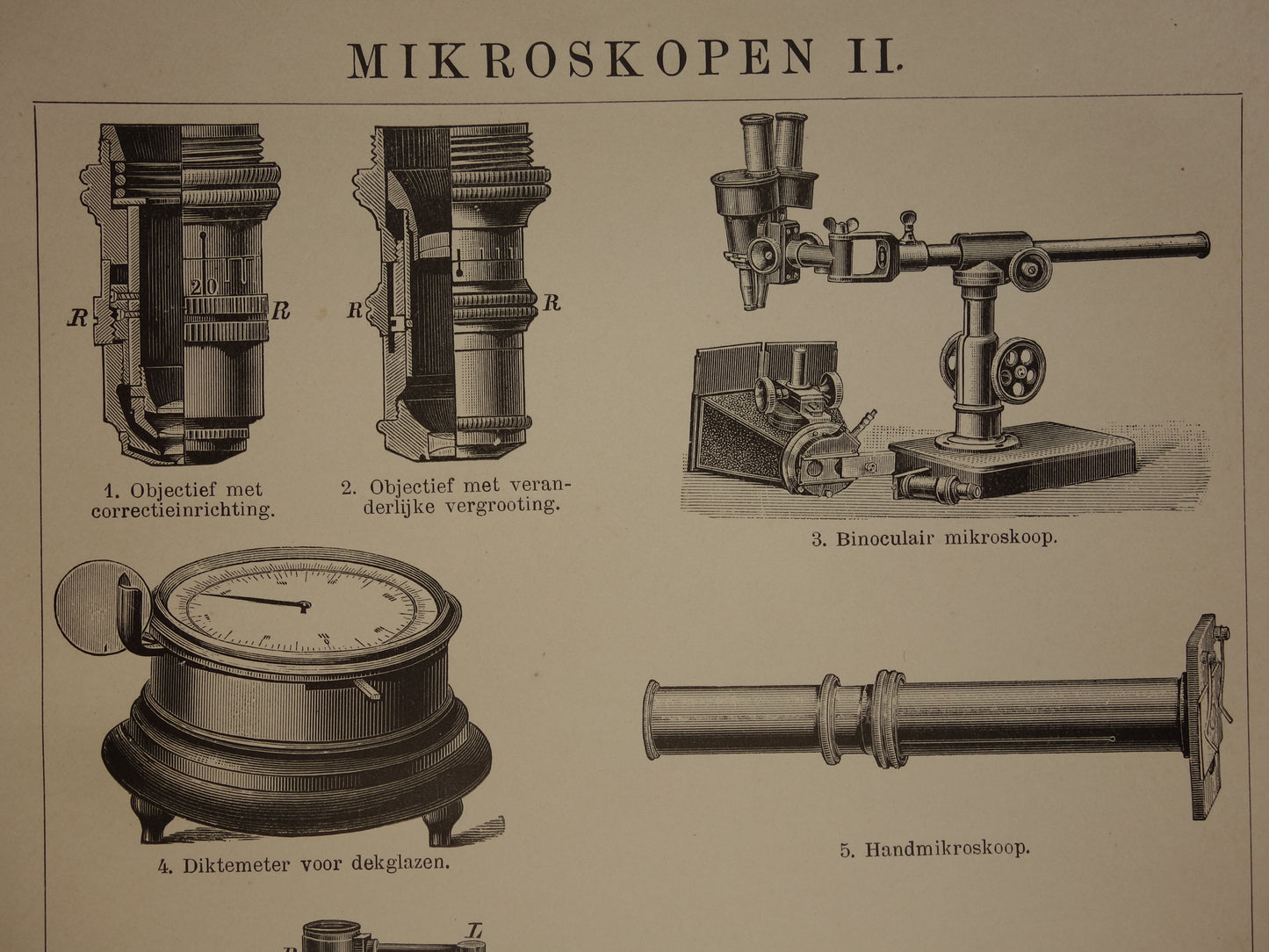 Mikroscoop oude wetenschap prent uit het jaar 1909 originele antieke illustratie Mikroscopen Set van 2 vintage prints