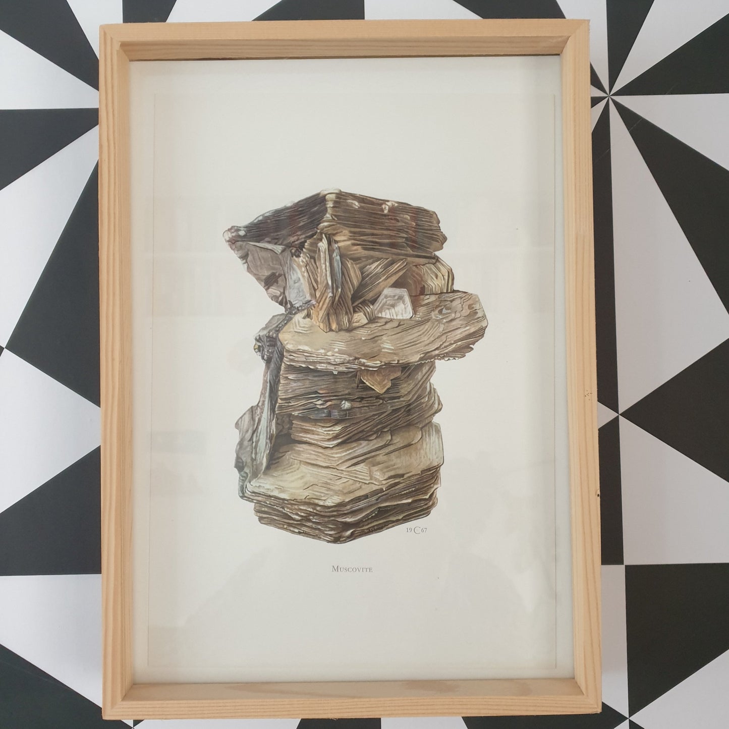 Set van 3 vintage mineralen prenten Drie oude mineraal prints kristallen edelstenen illustratie