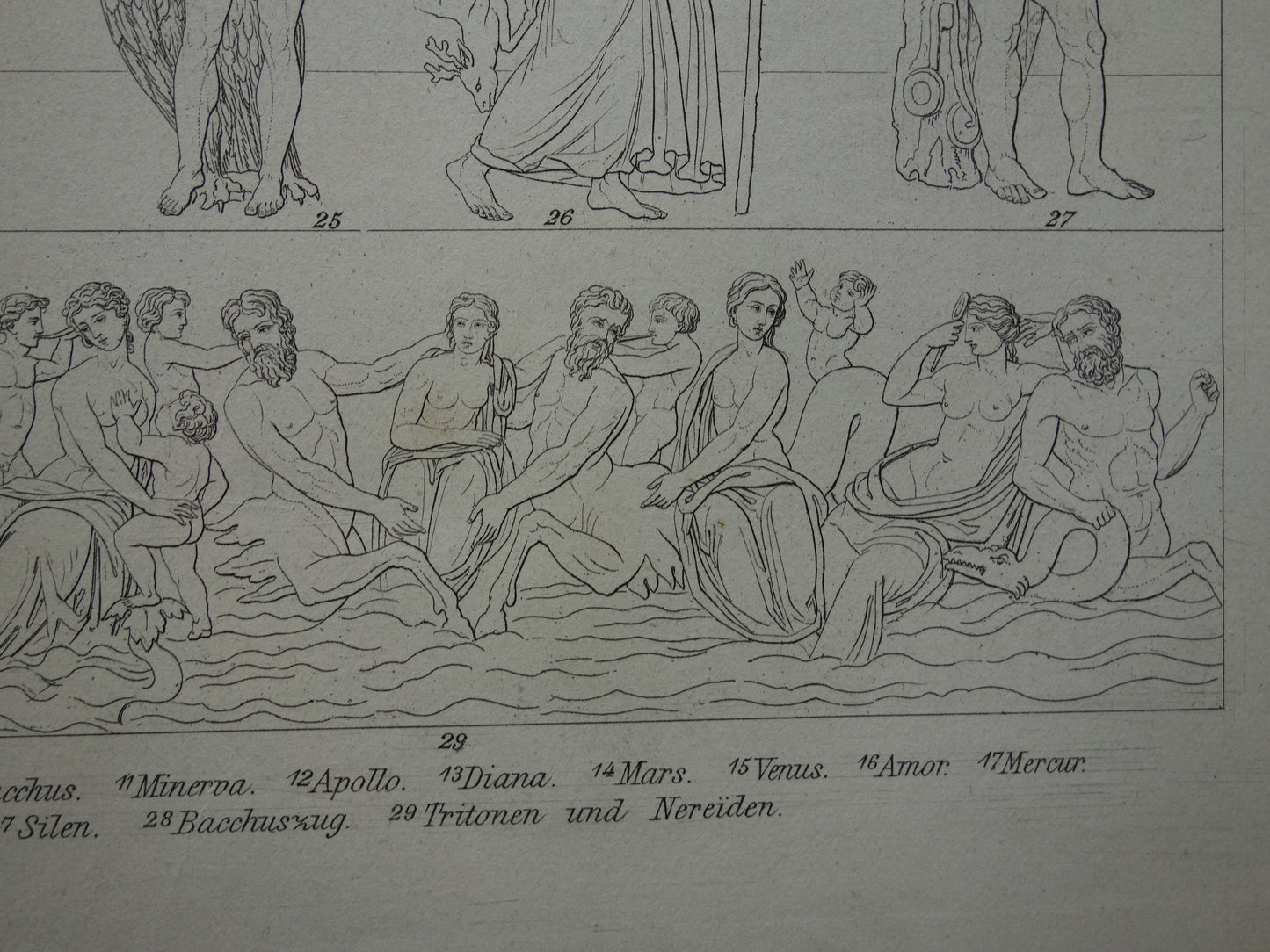 Romeinse en Griekse Goden Oude Prent uit 1870 Originele antieke illustratie Goden uit de Klassieke Oudheid Vintage print