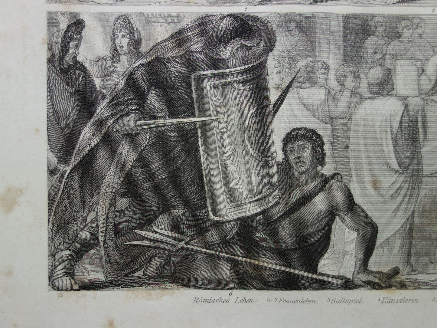 Roman Empire Ancient history print from 1870 about daily life Roman times antique illustration