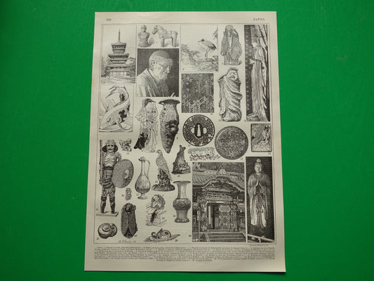 Japan Vintage print van Japanse Kunst Design originele antieke prent Japanse stijl oude illustratie prints