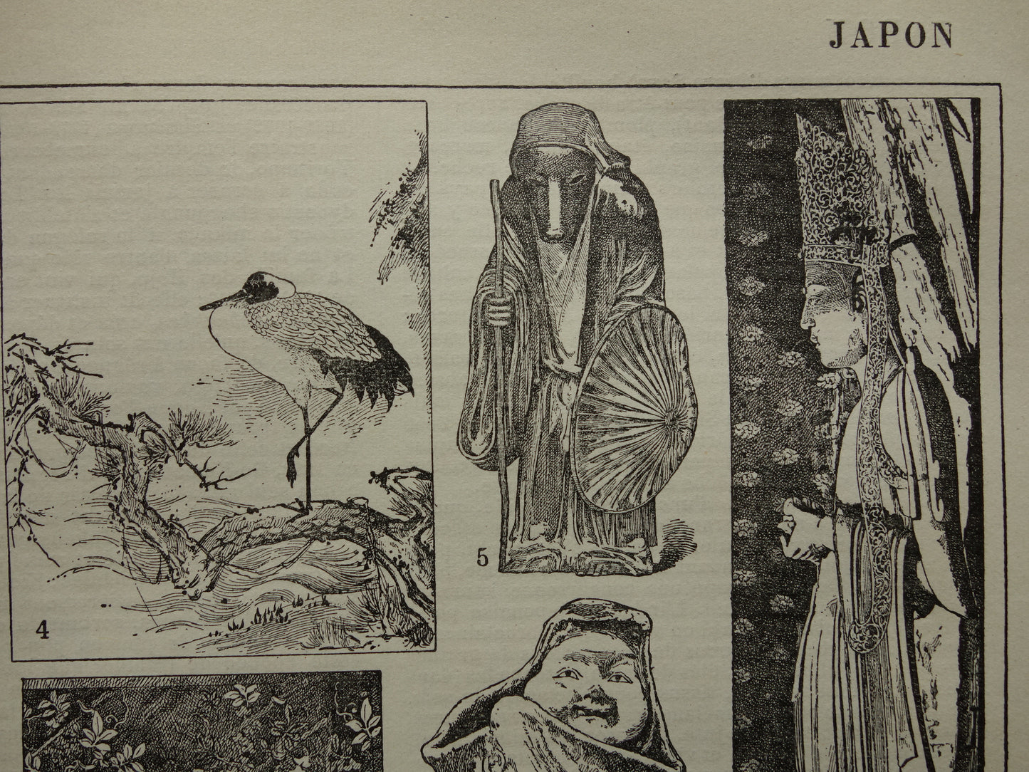 Japan Vintage print van Japanse Kunst Design originele antieke prent Japanse stijl oude illustratie prints