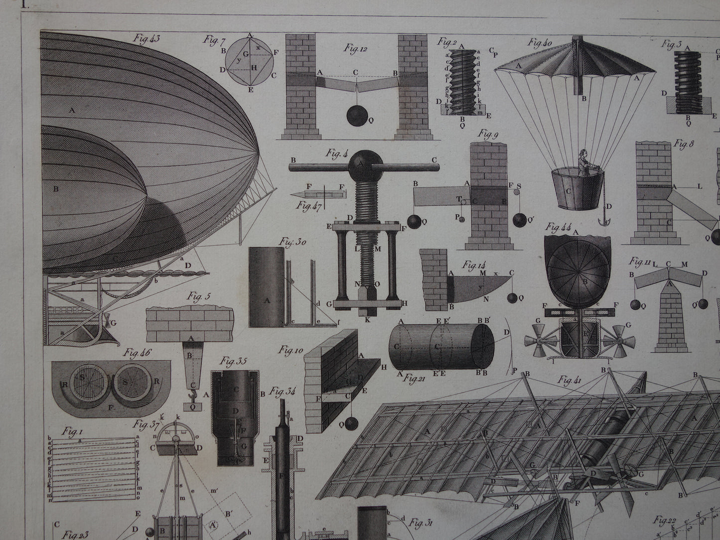 170+ jaar oude wetenschap prent originele antieke illustratie luchtvaart Henson flying machine luchtballon vliegtuig vintage print