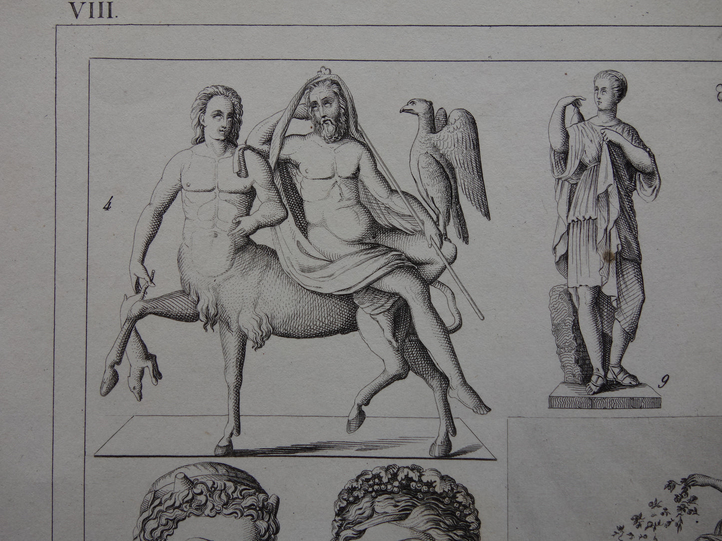 160+ jaar oude prent van Griekse en Romeinse goden Originele antieke illustratie Jupiter Zeus Europa Mars Venus vintage god religie print